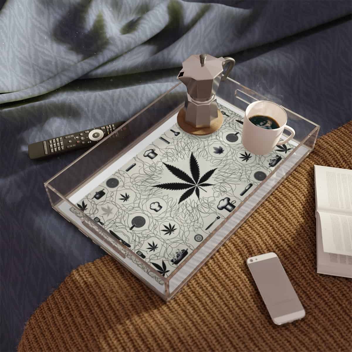 Chic Herbal Acrylic Serving Tray