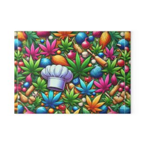 Vibrant Culinary Herb Enthusiast's Glass Cutting Board